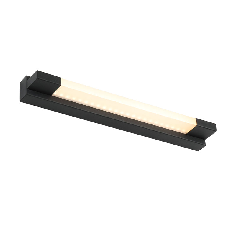 Sikunuo | Simple Straight Vanity Mirror Light Metal LED Bathroom Wall Lamp in Black, Warm/White Light