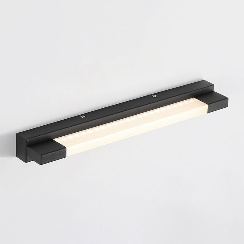 Sikunuo | Simple Straight Vanity Mirror Light Metal LED Bathroom Wall Lamp in Black, Warm/White Light