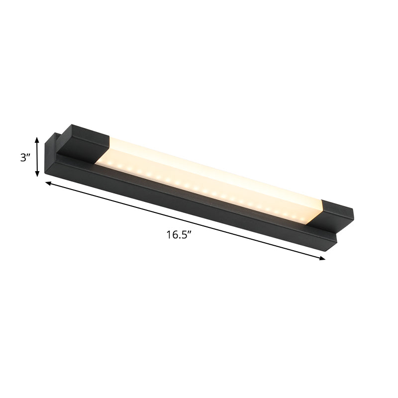 Sikunuo | Simple Straight Vanity Mirror Light Metal LED Bathroom Wall Lamp in Black, Warm/White Light
