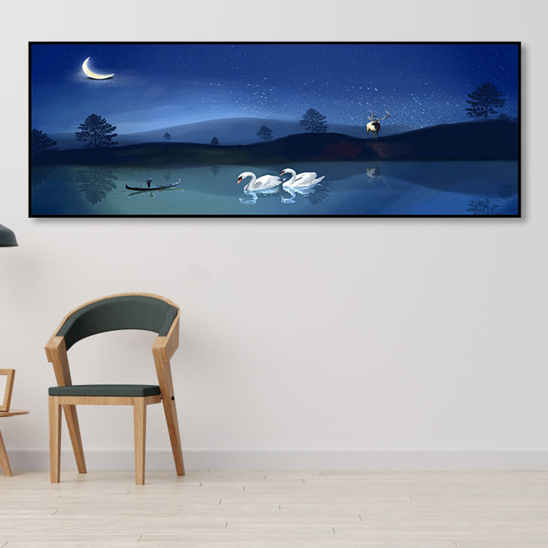 Sikunuo | Wild Animal Wrapped Canvas Textured Tropical Style Bedroom Painting in Bright Color