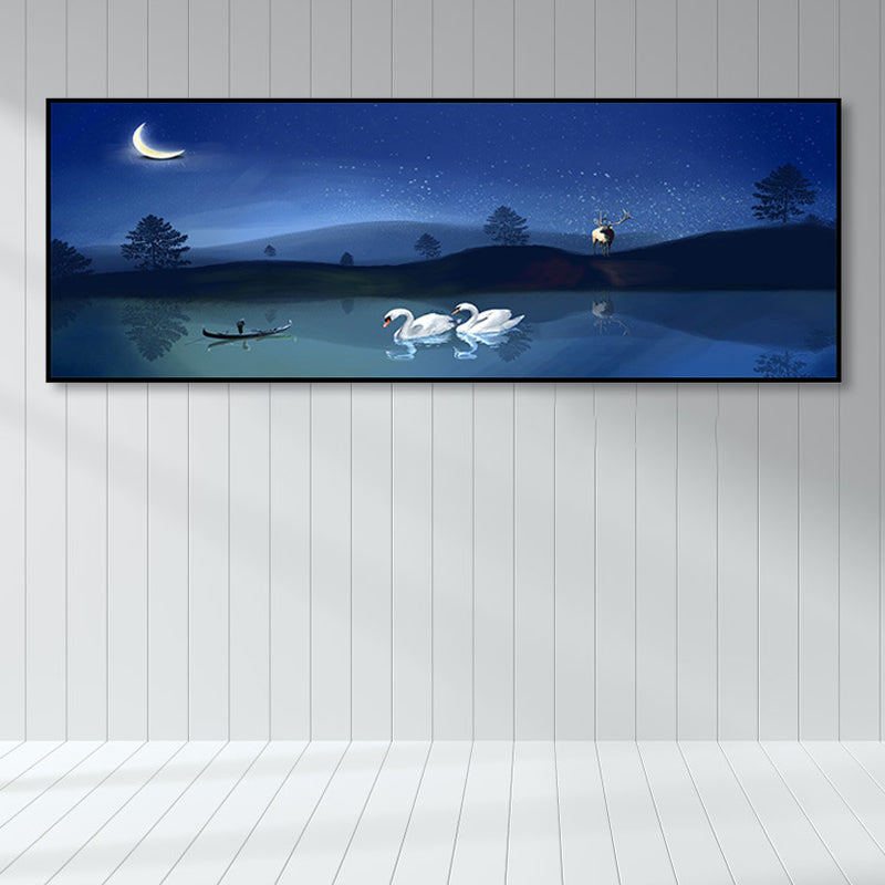 Sikunuo | Wild Animal Wrapped Canvas Textured Tropical Style Bedroom Painting in Bright Color