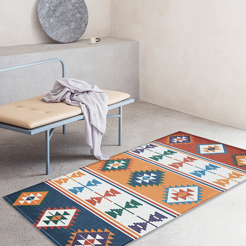 Sikunuo | Unique Tribal Striped Pattern Rug Multicolor Southwest Rug Cotton Washable Non-Slip Pet-Friendly Rug for the Living Room