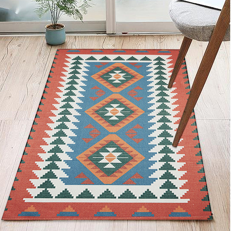 Sikunuo | Unique Tribal Striped Pattern Rug Multicolor Southwest Rug Cotton Washable Non-Slip Pet-Friendly Rug for the Living Room
