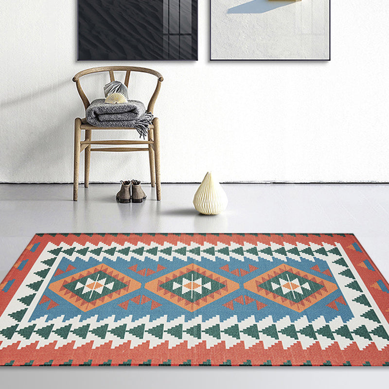 Sikunuo | Unique Tribal Striped Pattern Rug Multicolor Southwest Rug Cotton Washable Non-Slip Pet-Friendly Rug for the Living Room