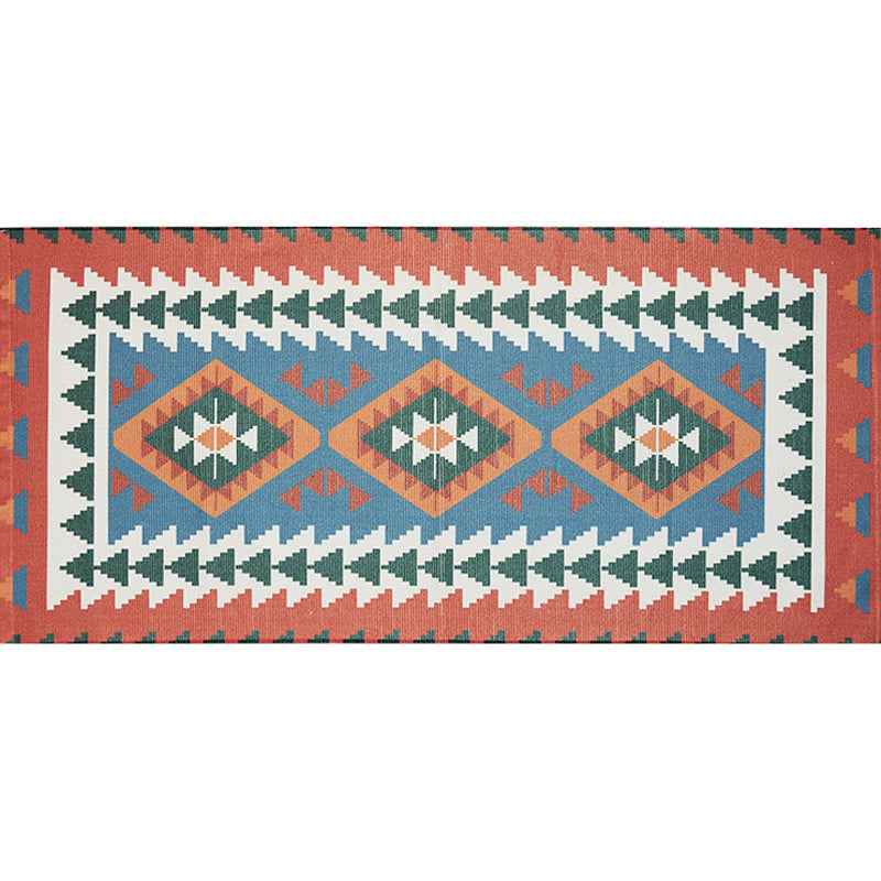 Sikunuo | Unique Tribal Striped Pattern Rug Multicolor Southwest Rug Cotton Washable Non-Slip Pet-Friendly Rug for the Living Room