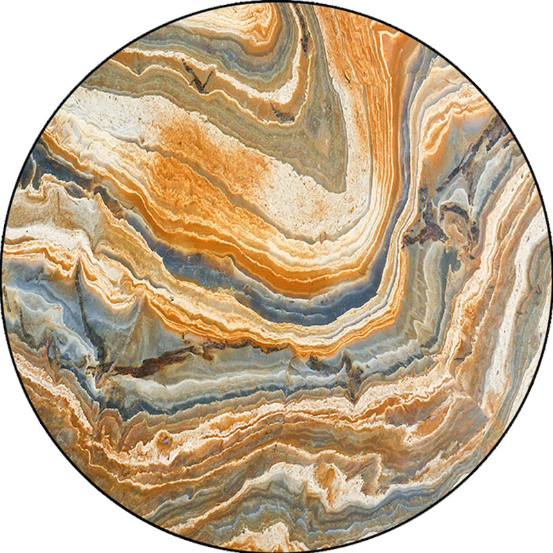 Sikunuo | Funky Swirl Stripe Pattern Rug Brown Modern Rug Polyester Pet-Friendly Washable Non-Slip Area Rug for Decoration