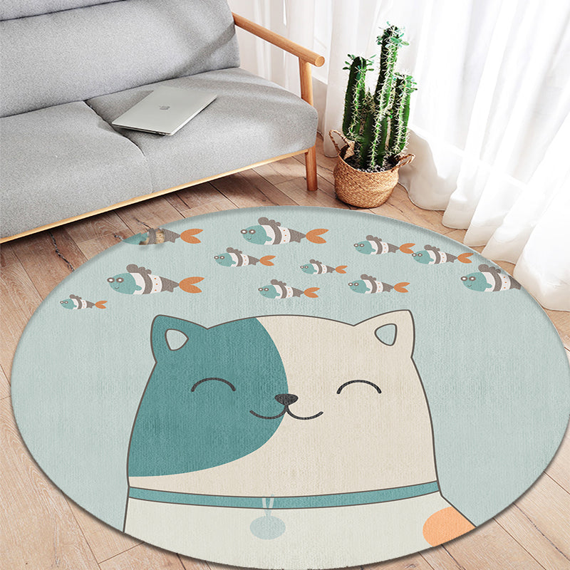 Sikunuo | Multicolored Animal Pattern Carpet Polyester Children's Carpet Washable Non-Slip Back Carpet for the Children's Room