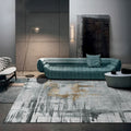 Sikunuo | Modern Abstract Rug Smoke Grey Polyester Rug Non-Slip Backing Pet-Friendly Washable Area Rug for Home