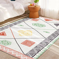 Sikunuo | Southwest living rug white tribal geometric patterns rug polyester washable non-slip pet-friendly rug