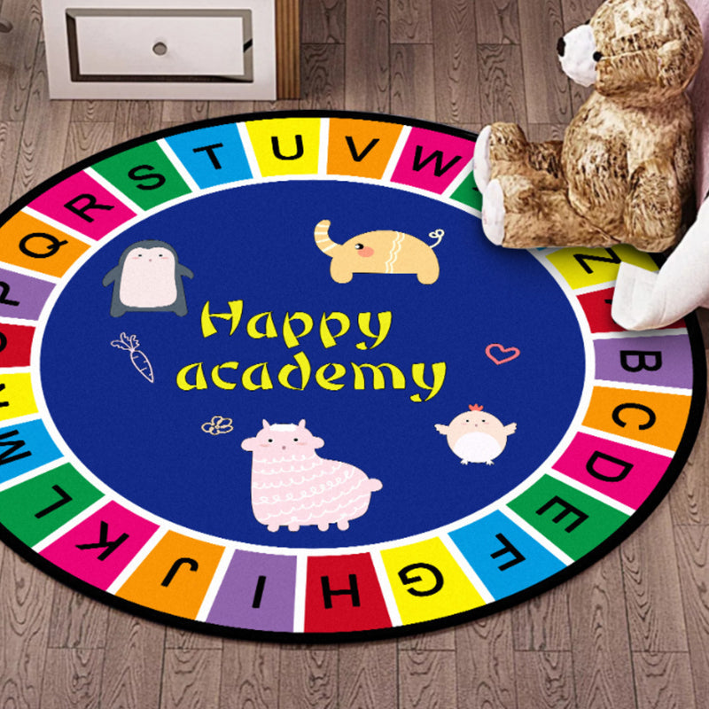 Sikunuo | Multifunctional Cartoon Animal Pattern Carpet Polyester Kids Carpet Washable Non-Slip Pet-Friendly Rug for Bedroom