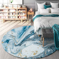 Sikunuo | Simple Abstract Area Rug Green and Blue Modernist Carpet Polyester Non-Slip Pet-Friendly Washable Rug for the Living Room