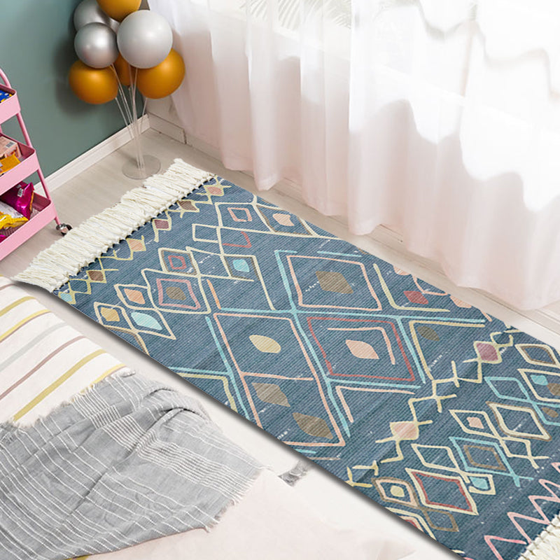 Sikunuo | Multicolor Tribal Pattern Rug Cotton Southwestern Rug Washable Non-Slip Pet-Friendly Rug for the Living Room