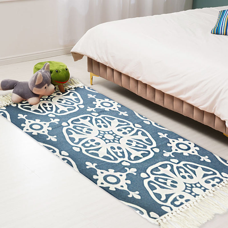 Sikunuo | Multicolor Tribal Pattern Rug Cotton Southwestern Rug Washable Non-Slip Pet-Friendly Rug for the Living Room