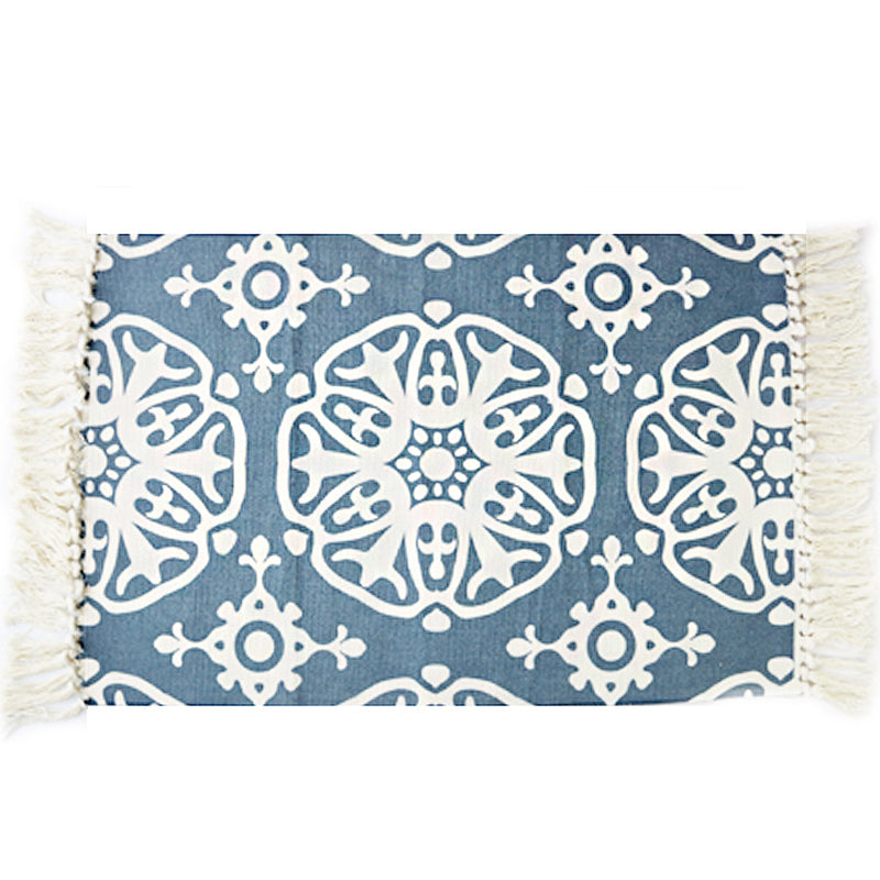 Sikunuo | Multicolor Tribal Pattern Rug Cotton Southwestern Rug Washable Non-Slip Pet-Friendly Rug for the Living Room