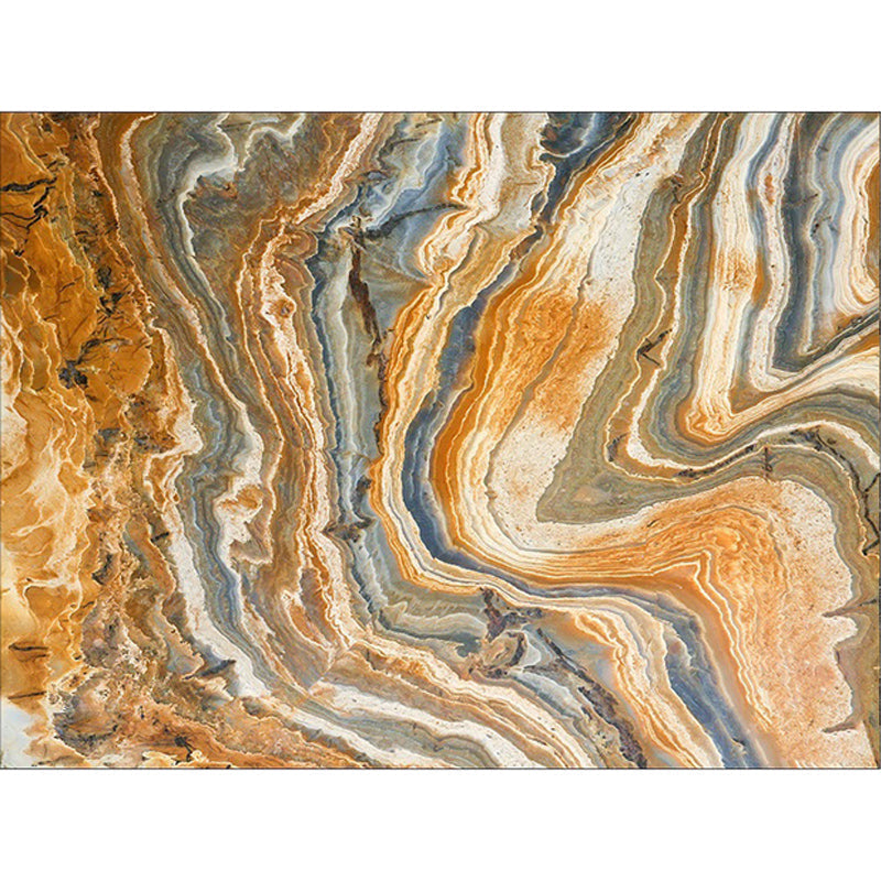 Sikunuo | Brown Living Room Rug Modernism Swirl Stripes Pattern Rug Synthetic Machine Washable Non-Slip Backing Rug