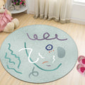 Sikunuo | Light Green Study Area Rug New Abstract Pattern Rug Polyester Machine Washable Non-Slip Backing Rug
