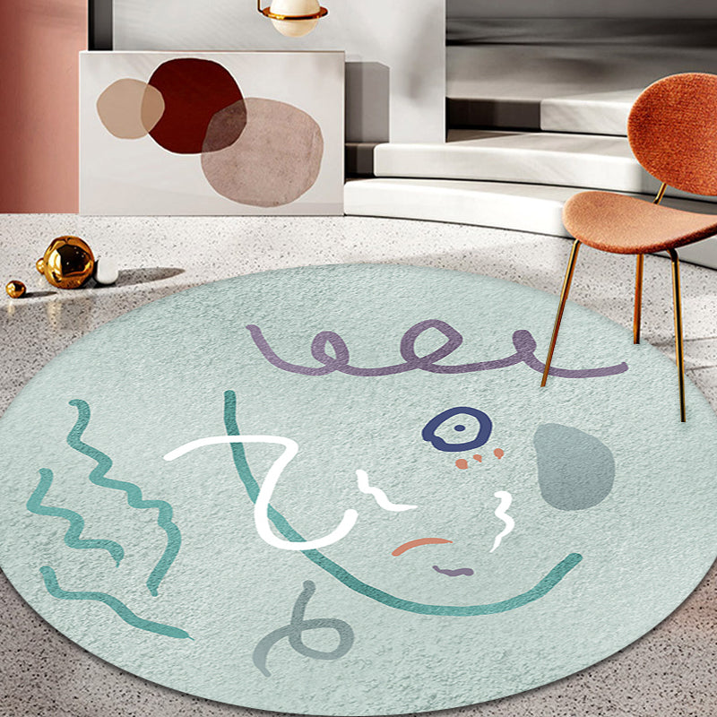 Sikunuo | Light Green Study Area Rug New Abstract Pattern Rug Polyester Machine Washable Non-Slip Backing Rug