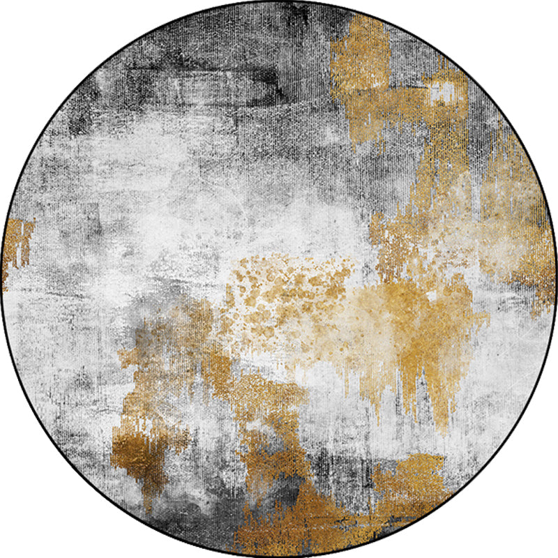 Sikunuo | Industrial Living Carpet Gray Abstract Carpet Synthetic Washable Non-Slip Pet-Friendly Carpet