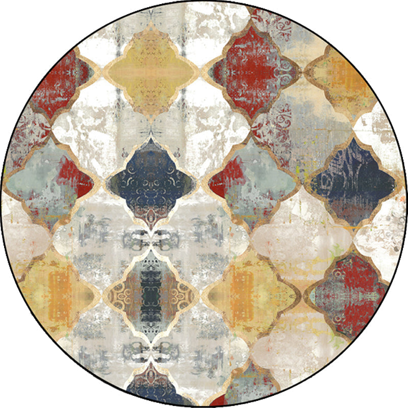 Sikunuo | Tribal Geometry Ogee Pattern Carpet Red Moroccan Carpet Polyester pet-friendly washable non-slip area rug for decoration