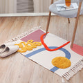 Sikunuo | Multicolor Abstract Rug Cotton Novelty Rug Washable Non-Slip Pet-Friendly Rug for the Living Room