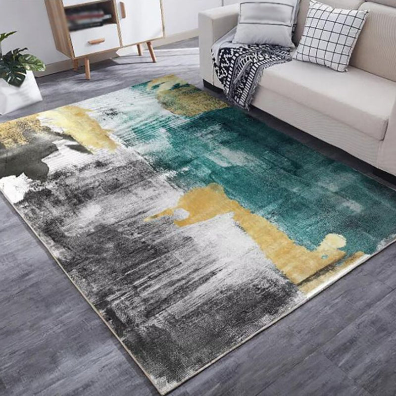 Sikunuo | Multi Color Industrial Carpet Polyester Abstract Pattern Carpet Pet Friendly Non-Slip Area Rug for Living Room