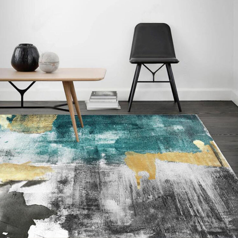 Sikunuo | Multi Color Industrial Carpet Polyester Abstract Pattern Carpet Pet Friendly Non-Slip Area Rug for Living Room