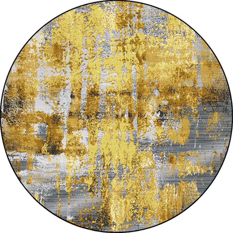 Sikunuo | Industrial abstract carpet Gold Polyester rug non-slip pet-friendly washable rug for home