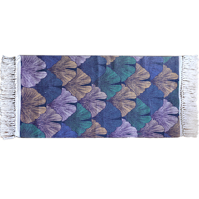 Sikunuo | Stylish Leaf Pattern Carpet Multicolors Tropical Carpet Cotton Washable Non-Slip Pet-Friendly Carpet for Living Room