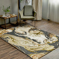 Sikunuo | Gold Abstract Carpet Polyester Modern Rug Washable Non-slip Back Carpet for Decoration