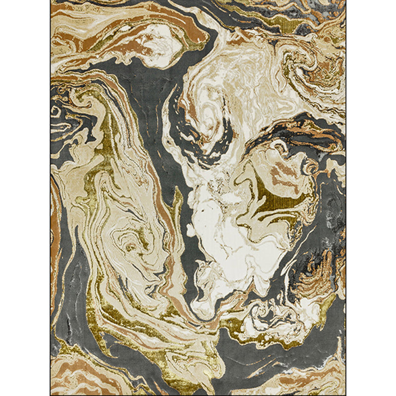 Sikunuo | Gold Abstract Carpet Polyester Modern Rug Washable Non-slip Back Carpet for Decoration