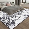 Sikunuo | Black and White Study Rug Modernism Abstract Rug Polyester Machine Washable Non-Slip Back Carpet