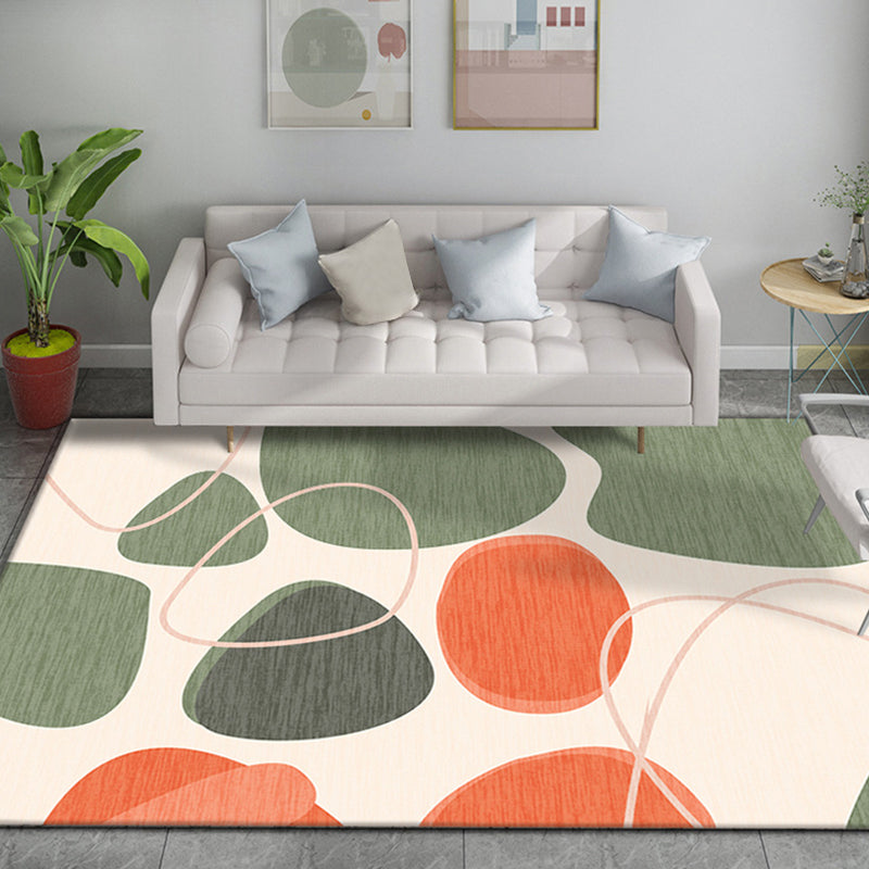 Sikunuo | Multicolor Colorblock Rug Polyester Modernist Rug Washable Non-Slip Back Rug for Bedroom