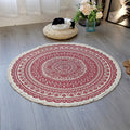 Sikunuo | Floral Pattern Rug Jute Moroccan Rug Pet-Friendly Washable Non-Slip Rug for the Living Room