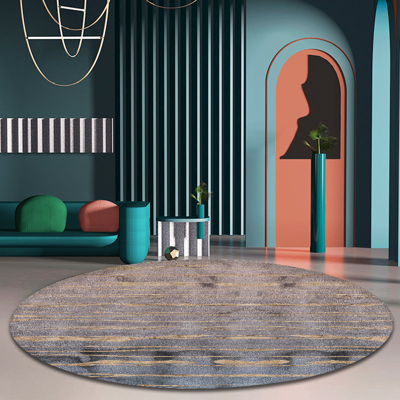 Sikunuo | Gray abstract rug polypropylene Shabby Chic rug washable non-slip backing rug for the living room
