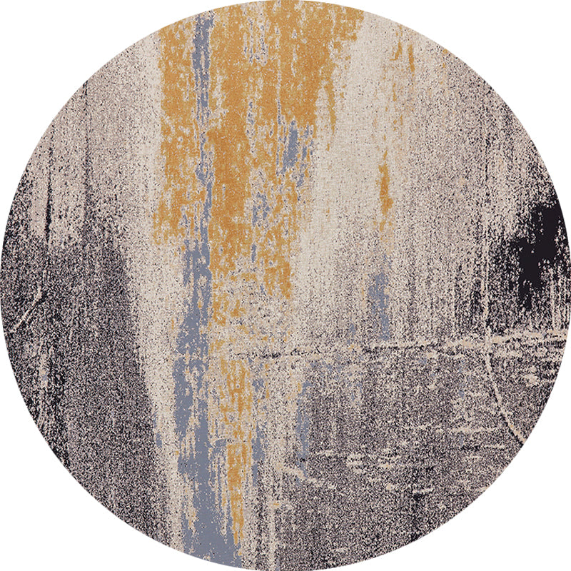 Sikunuo | Gray abstract rug polypropylene Shabby Chic rug washable non-slip backing rug for the living room