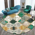 Sikunuo | Moroccan geometric pattern rug green polypropylene rug non-slip pet-friendly washable rug for living room