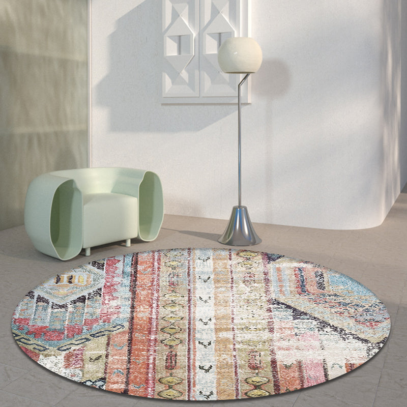 Sikunuo | Colorful Living Room Carpet Southwestern Tribal Diamond Pattern Carpet Synthetic Machine Washable Non-Slip Back Carpet