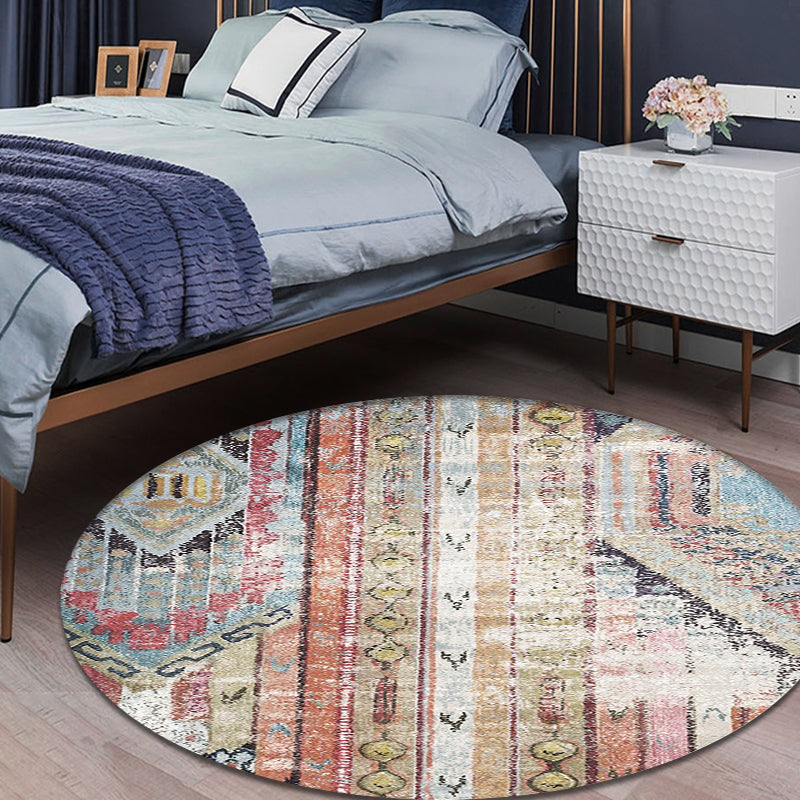 Sikunuo | Colorful Living Room Carpet Southwestern Tribal Diamond Pattern Carpet Synthetic Machine Washable Non-Slip Back Carpet