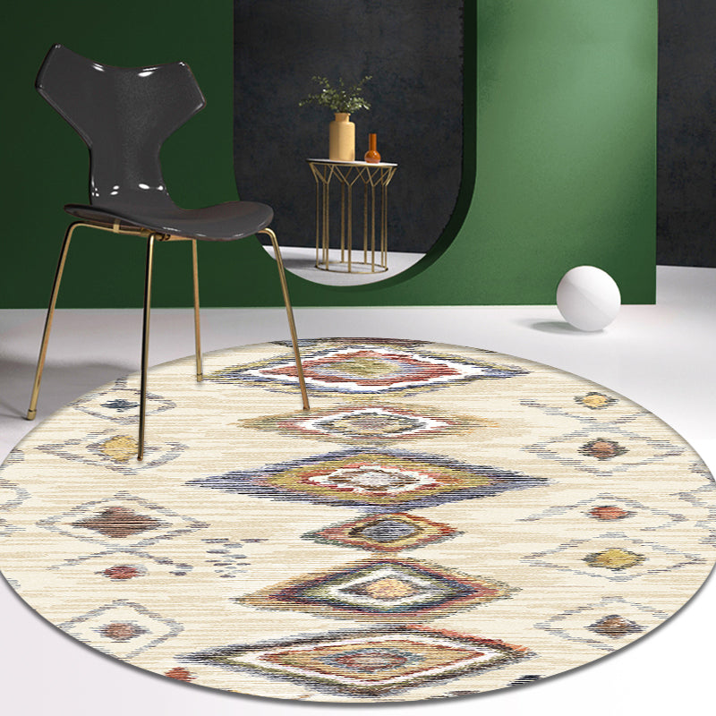 Sikunuo | Colorful Living Room Carpet Southwestern Tribal Diamond Pattern Carpet Synthetic Machine Washable Non-Slip Back Carpet