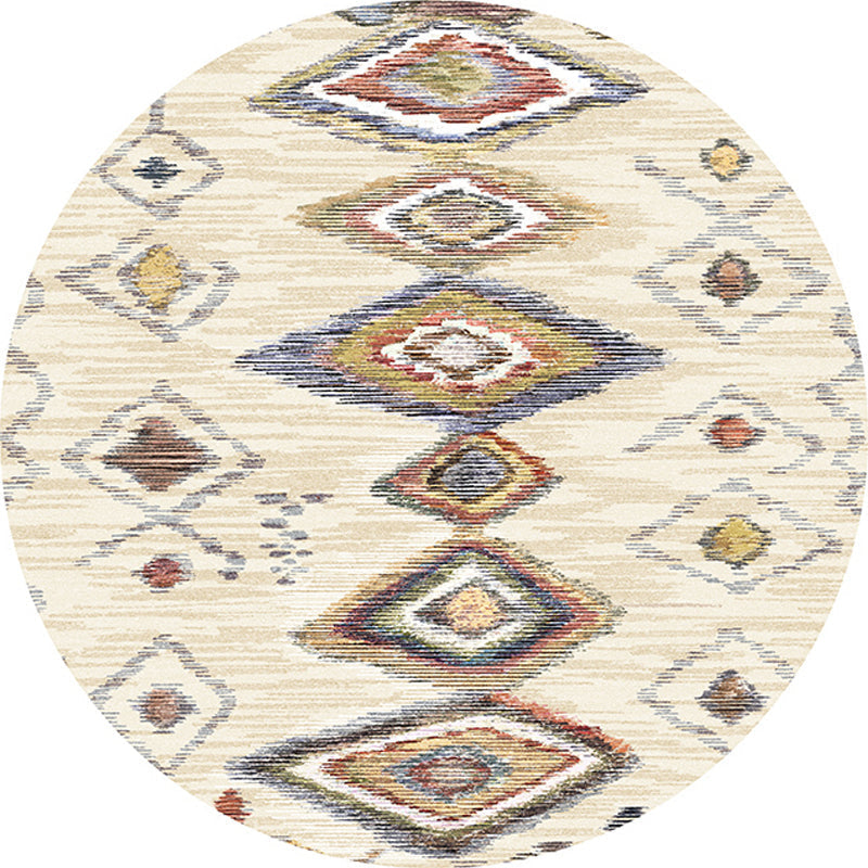 Sikunuo | Colorful Living Room Carpet Southwestern Tribal Diamond Pattern Carpet Synthetic Machine Washable Non-Slip Back Carpet