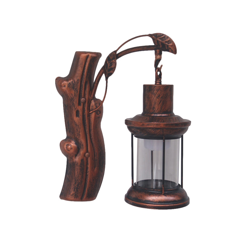 Sikunuo | Kerosene Gang Wall Light Fixture Coastal Clear Glass 1 Light Black/Copper Sconce Lamp