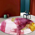 Sikunuo | Modernist Study Area Rug Pink Watercolor Pattern Rug Polyester Washable Nonslip Pet-Friendly Area Rug