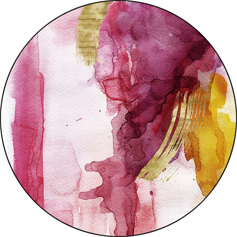Sikunuo | Modernist Study Area Rug Pink Watercolor Pattern Rug Polyester Washable Nonslip Pet-Friendly Area Rug