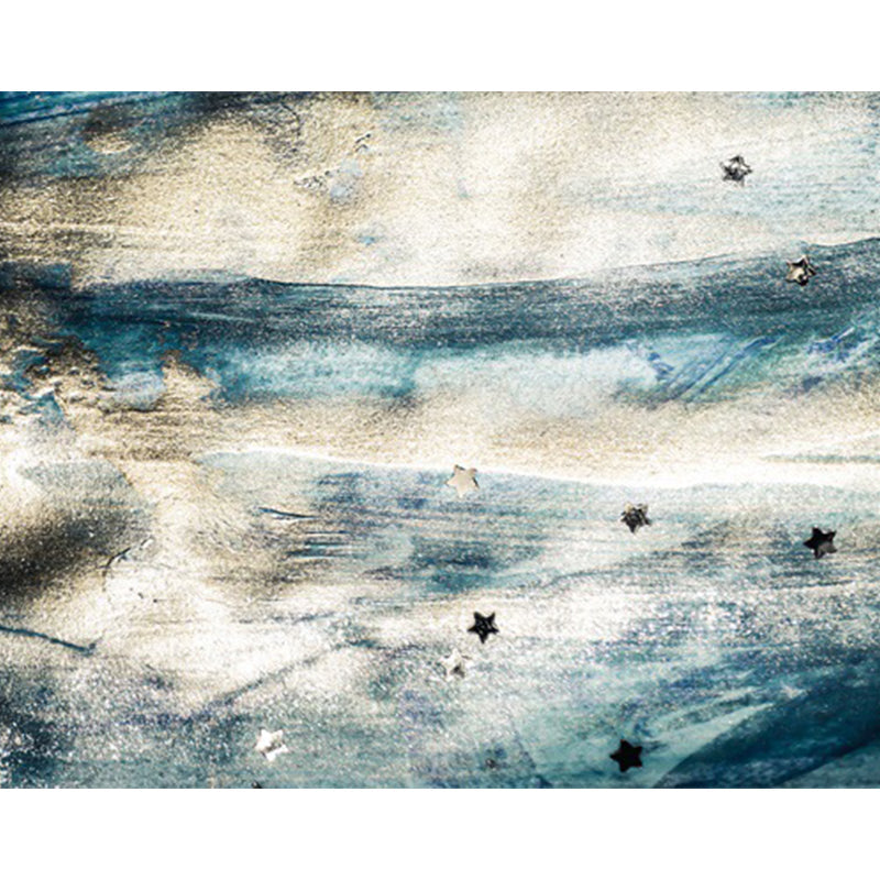 Sikunuo | Minimalist Abstract Star Pattern Carpet Blue Polyester Rug Non-Slip Pet-Friendly Washable Indoor Carpet for Decoration
