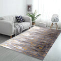 Sikunuo | Gray Bedroom Rug Modernism Abstract Rug Polyester Machine Washable Non-Slip Backing Rug