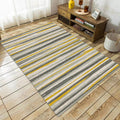 Sikunuo | Simplicity Striped Pattern Carpet Yellow and Pink Polyester Carpet Non-Slip Pet Friendly Washable Carpet for Decoration