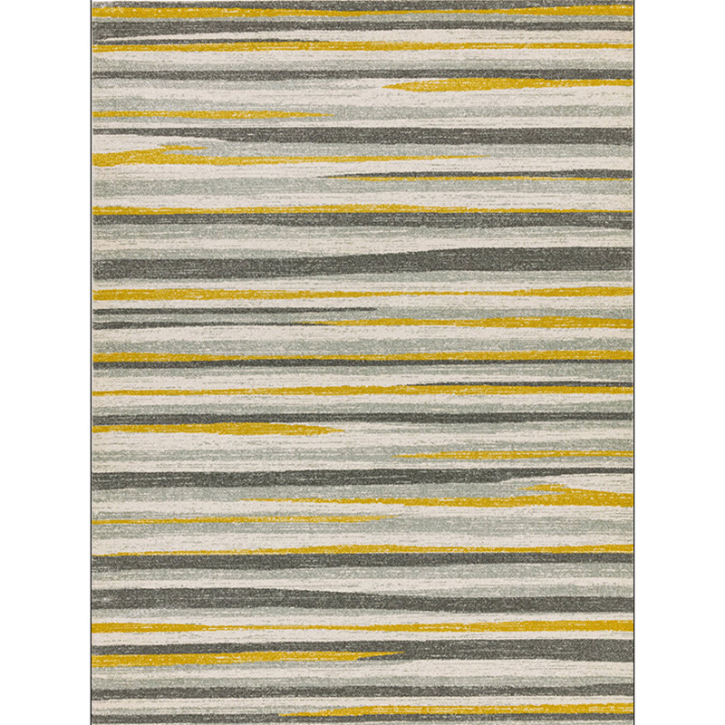 Sikunuo | Simplicity Striped Pattern Carpet Yellow and Pink Polyester Carpet Non-Slip Pet Friendly Washable Carpet for Decoration