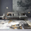 Sikunuo | Funky Abstract Watercolor Pattern Rug Black Simplicity Rug Polyester Washable Non-Slip Pet-Friendly Area Rug for Living Room