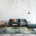 Sikunuo | Green Modernism Carpet Polyester Abstract Area Rug Pet-Friendly Washable Non-Slip Area Rug for Bedroom