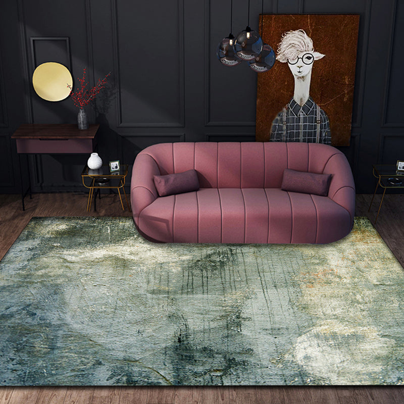 Sikunuo | Green Modernism Carpet Polyester Abstract Area Rug Pet-Friendly Washable Non-Slip Area Rug for Bedroom